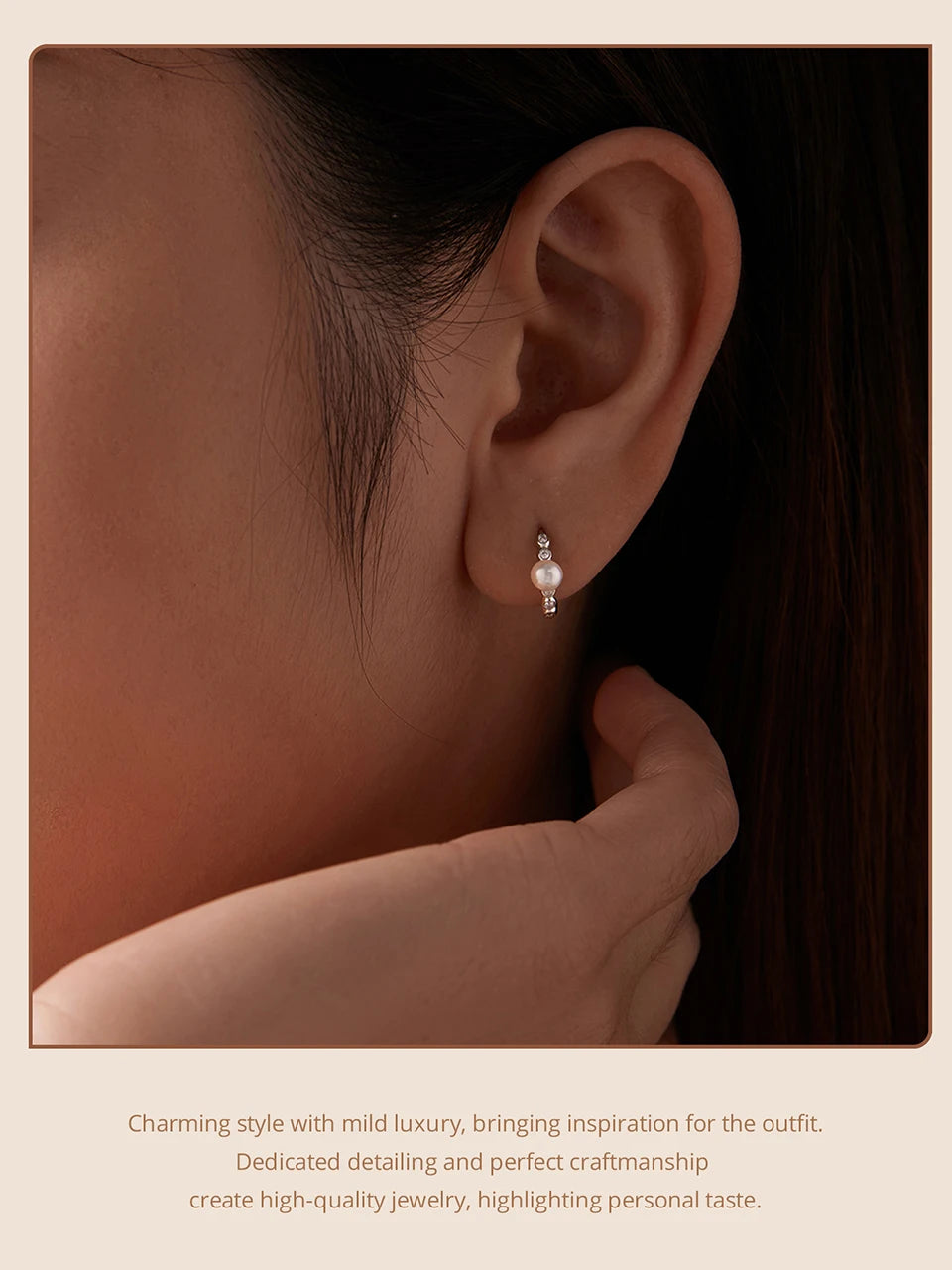 WOSTU Moissanite & Natural Pearl Bubble Hoop Earrings For Women, 925 Sterling Silver Elegant Huggies Pendient Xmas New Gift