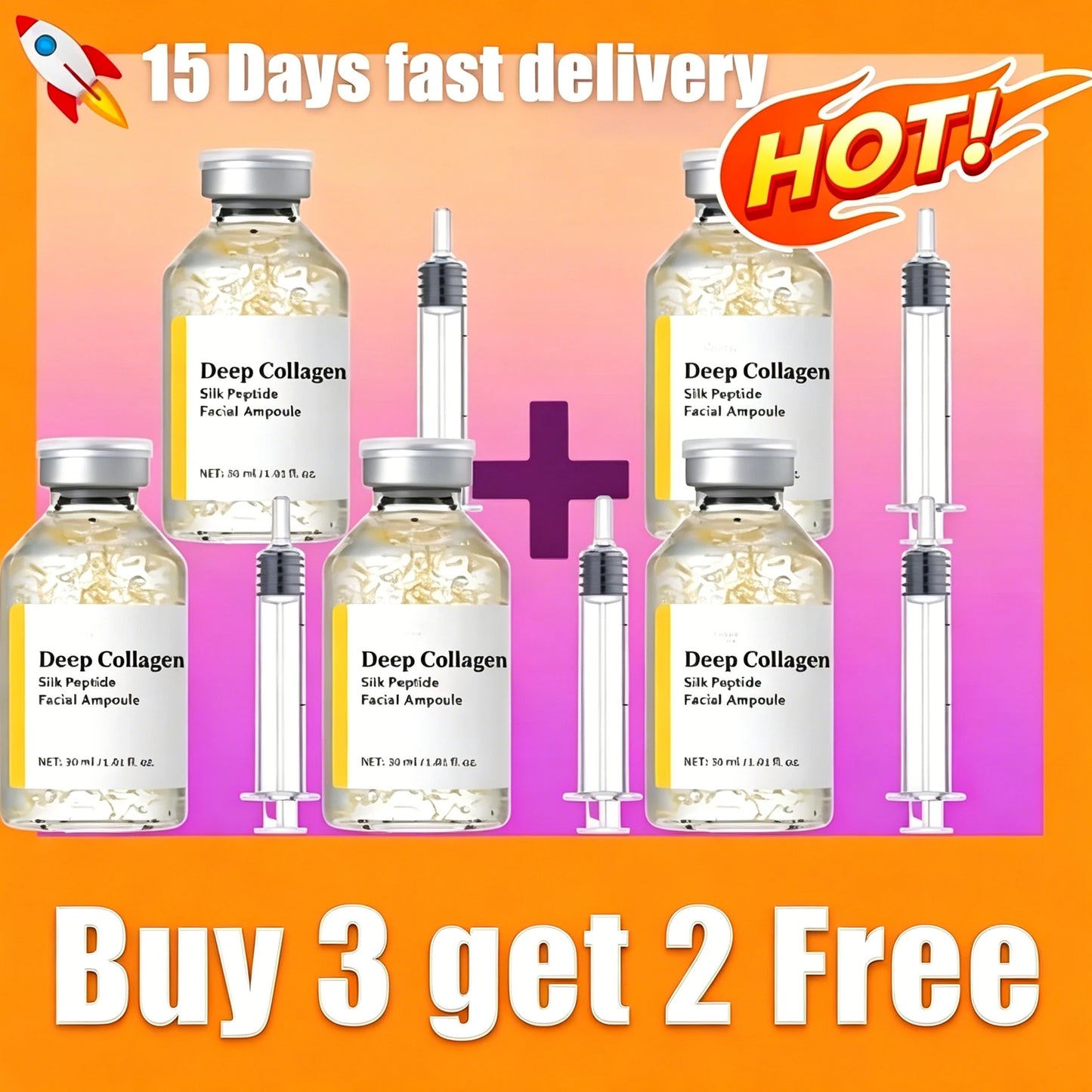 Collagen Anti-Aging Ampoule – Lifts Skin, Tightens Pores, Fades Fine Lines & Wrinkles