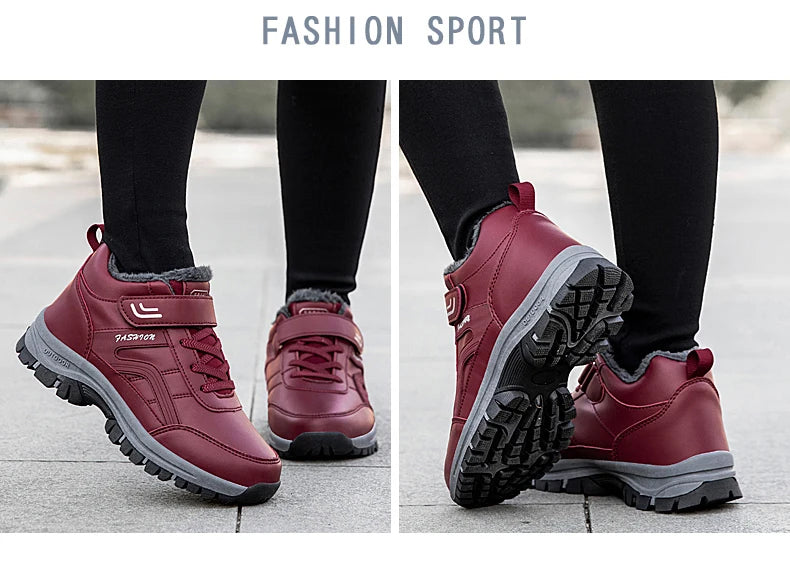 Winter Men's Snow Boots Women Slip On Winter Shoes Waterproof Comfortable Ankle Boots Sneakers Plush Hiking Walking Couple Shoes