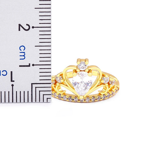 Nidin New Design Crown-Shaped Hollow Inlaid Shiny Rhinestone Open Ring Women Temperament Zircon Adjustable Jewelry Wedding Gift