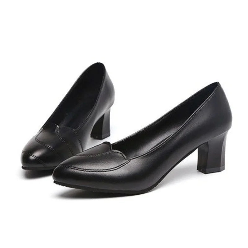 Women Cute Sweet Comfort Spring & Summer Office Bow Tie High Heel Shoes Lady Classic Hotel Work Black Pumps Zapatos Mujer B38