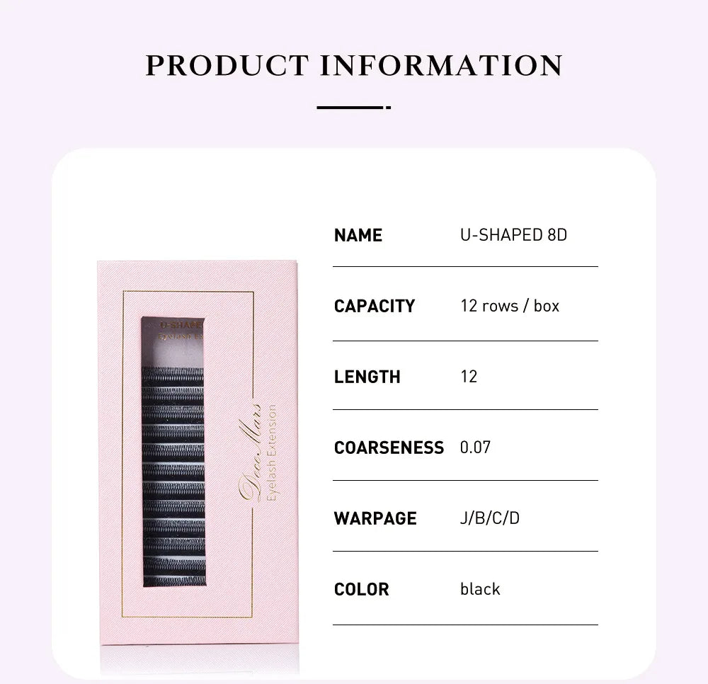DeceMars U-Shaped 8D Eyelash Extensions (12lines/Tray)