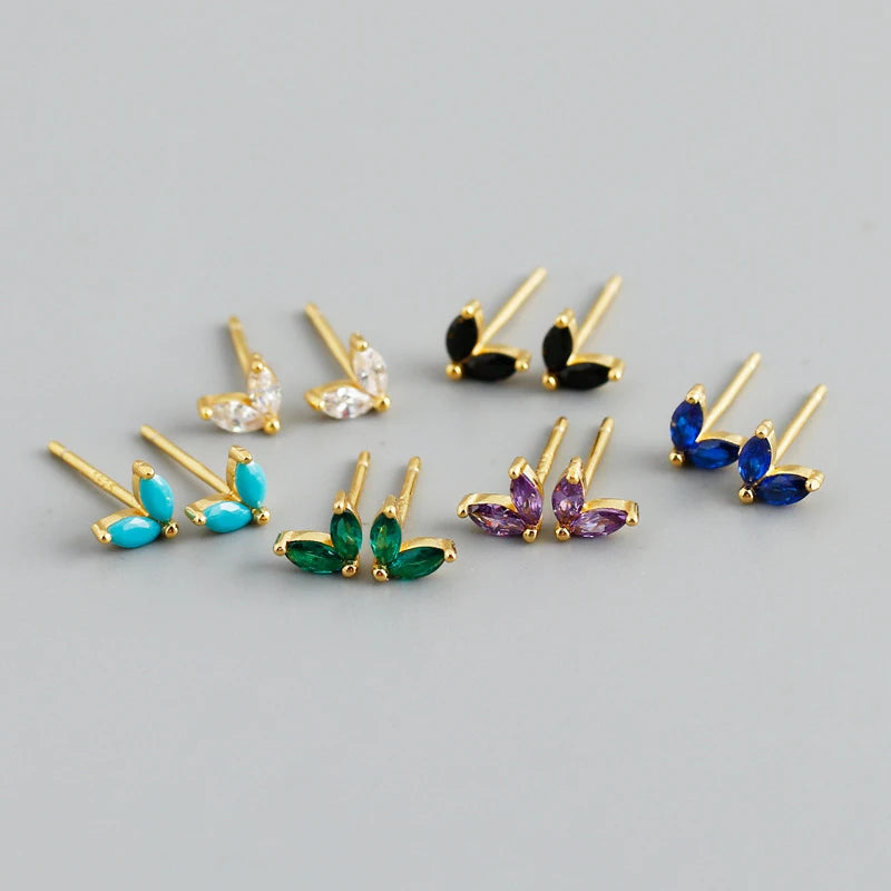 INZATT Real 925 Sterling Silver 5mm Horse Eye Zircon Mini Stud Earrings for Women Classic Fine Jewelry Ear Hole Care Accessories