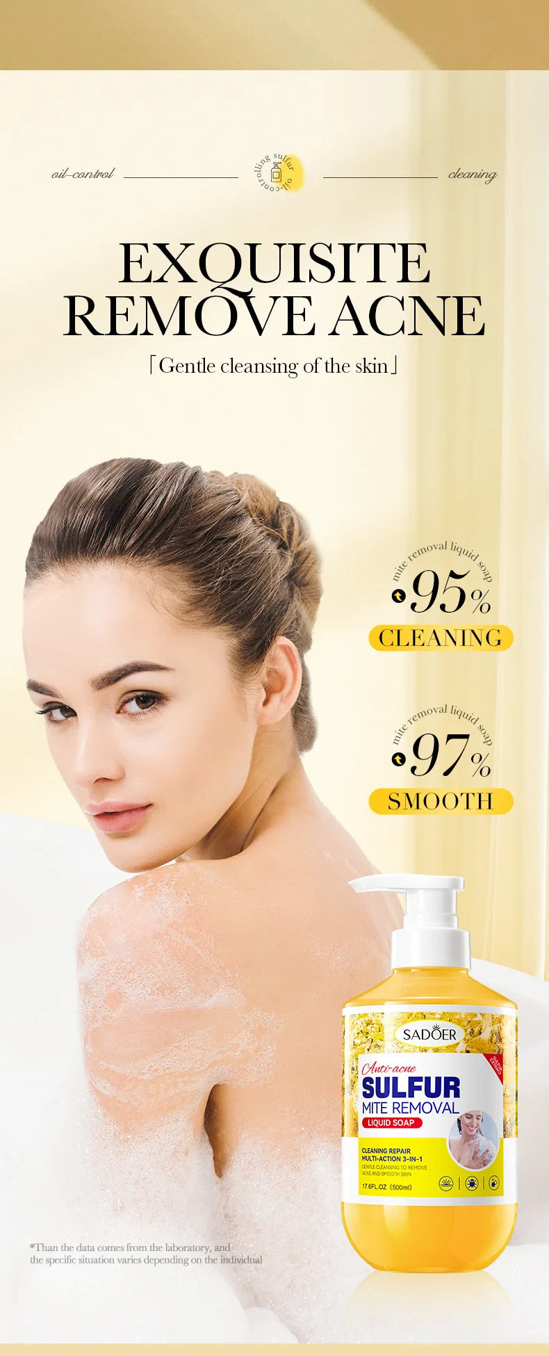 500ml Deep Cleansing Sulfur Mite Removal Body Wash Oil Control Shower Gel  Bath and Body Cleansers