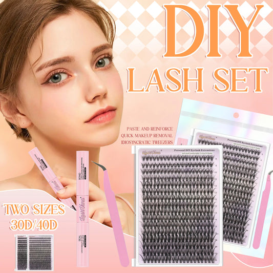 320pcs DIY Lash Extension Super Volume Cluster Count Lash Clusters Individual with Bond and Seal & Remover  Tweezers Makeup Tool