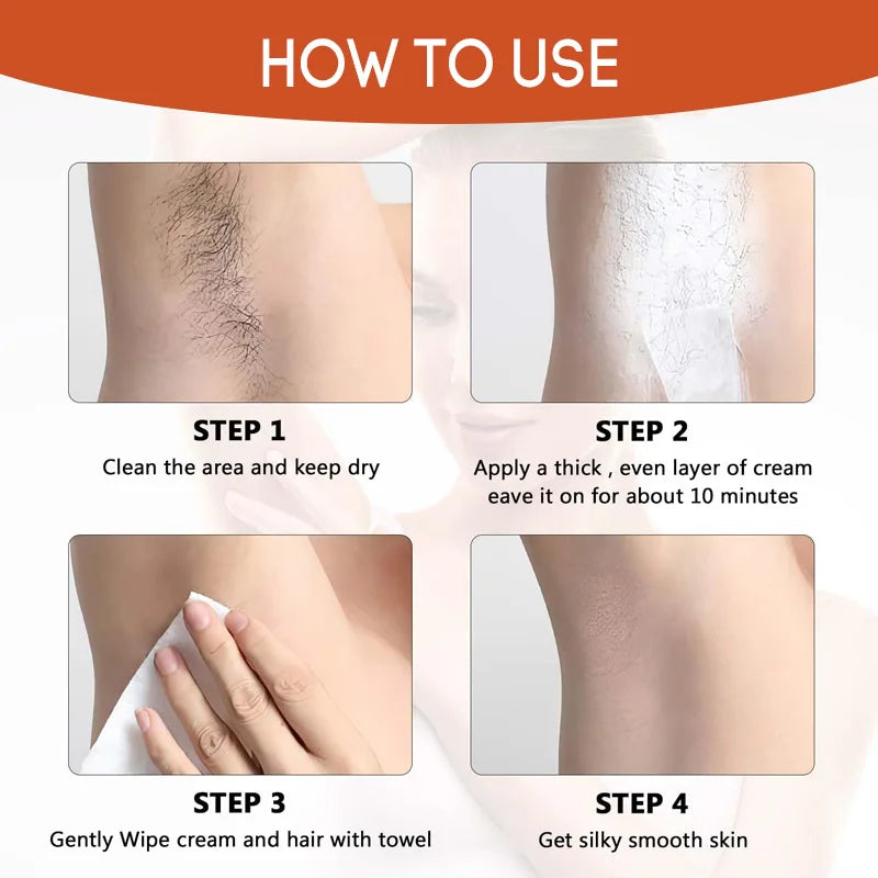 Permanent Hair Removal Cream Hair Growth Inhibitor Face Arm Armpit Leg Intimate Areas Painless Depilatory For Men Women Care