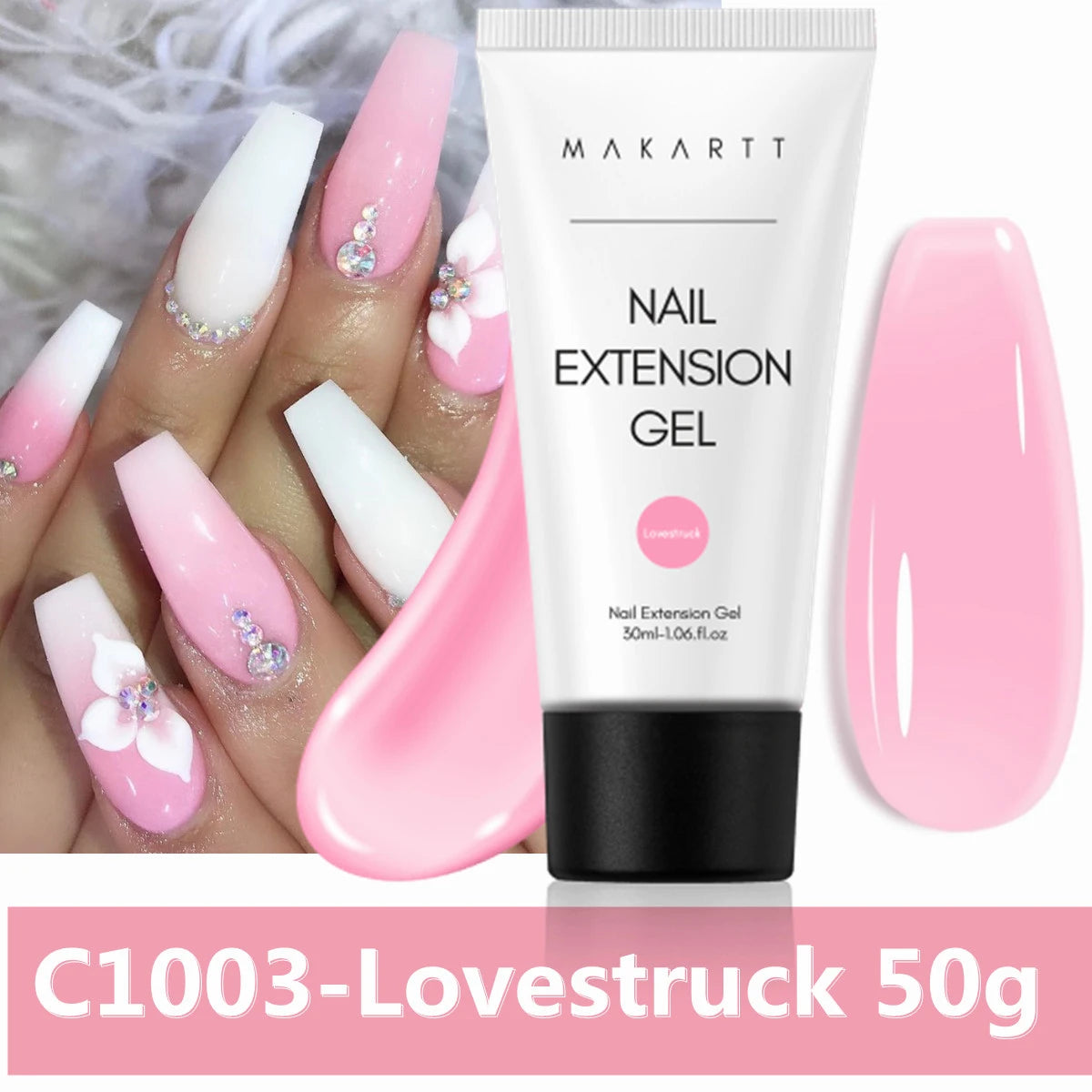 Makartt Poly Nail Extension Gel 50ML Hema Free Natural Pink Builder Gel UV LED Cured for Nail Art DIY Salon