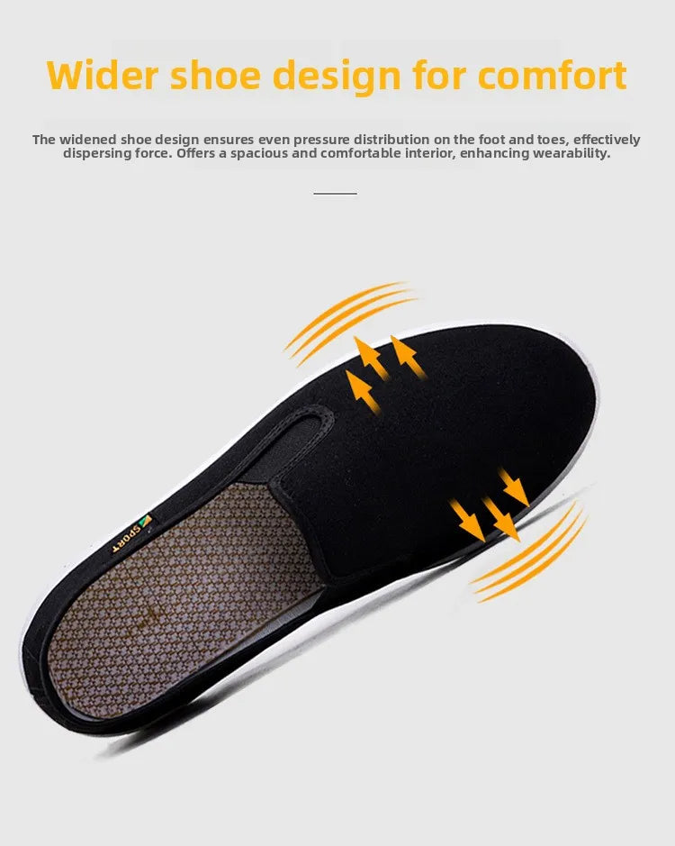 New Beijing Cloth Shoes Men's Casual Slip-On Work Shoes Breathable Soft Bottom Canvas Shoes round Toe Rubber Outsole