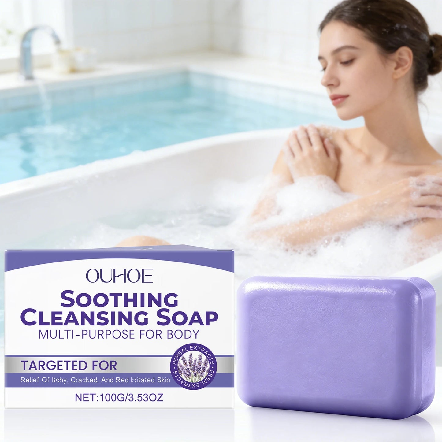 Lavender Cleaning Soap Oil Control and Itching Relief Long-Lasting Daily Soothing Hydration Bath Soap Body Odor Removal Care