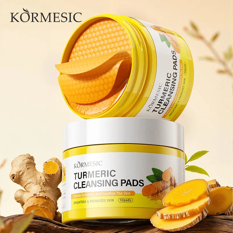 50 Pads of Turmeric Cleansing Cotton Pads for Face Hydrating Moisturizing Exfoliating Pads Even Skin Tone Daily Facial Care