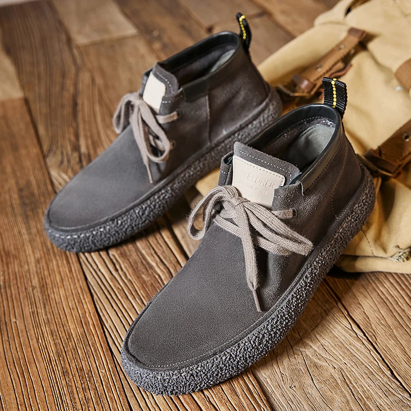 Genuine Leather Soft Sole Mens Casual Shoes Outdoor Breathable Suede Work Shoes High Quality Hiking Sneakers Walking Ankle Boots
