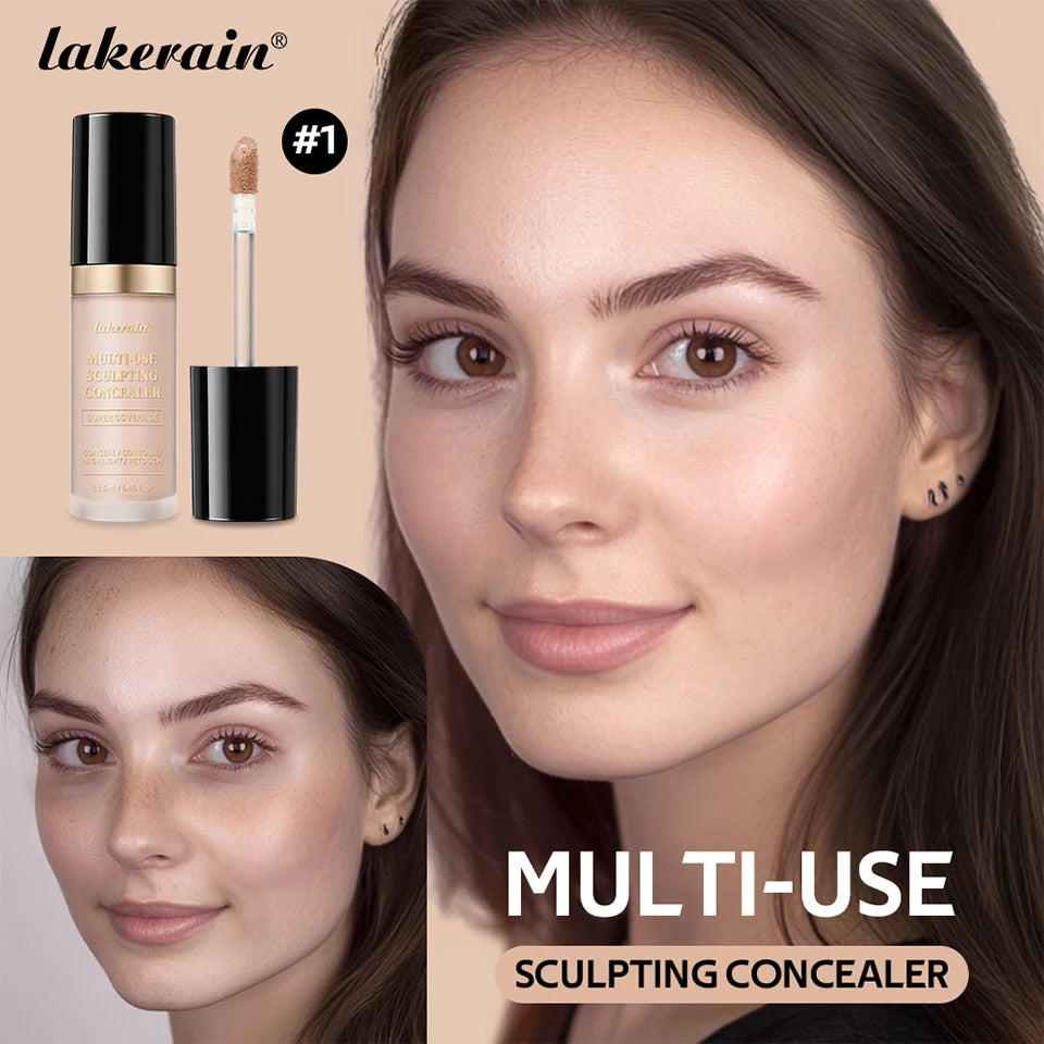 Multi-Use Foundation Long-lasting Matte Waterproof Oil Hight Full Coverage Highlight and Retouch Face Makeup for Women Lakerain