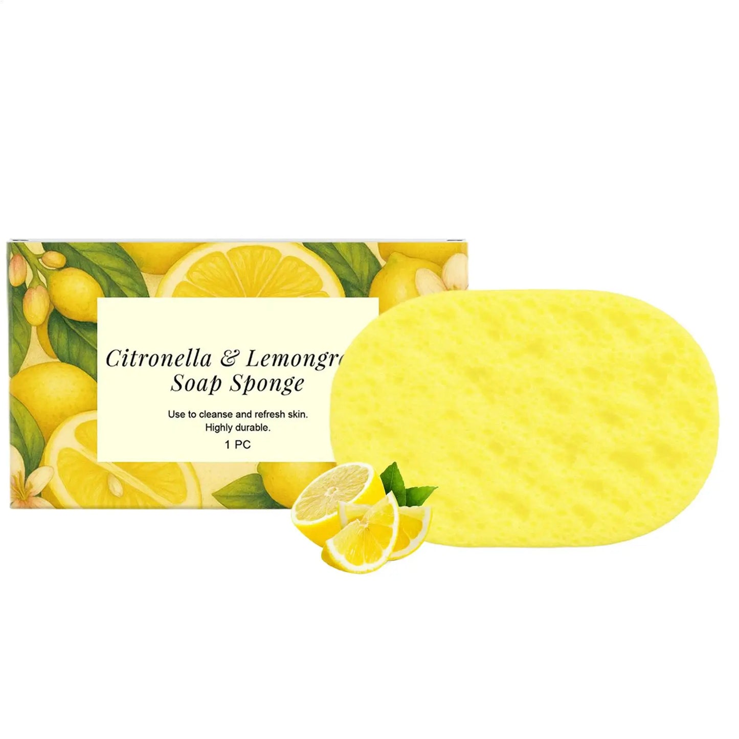 Lemongrass Lemon Bath Sponge Exfoliating Remove Oil Control Daily Body Cleansing Refreshing Brightening Skin Shower Use
