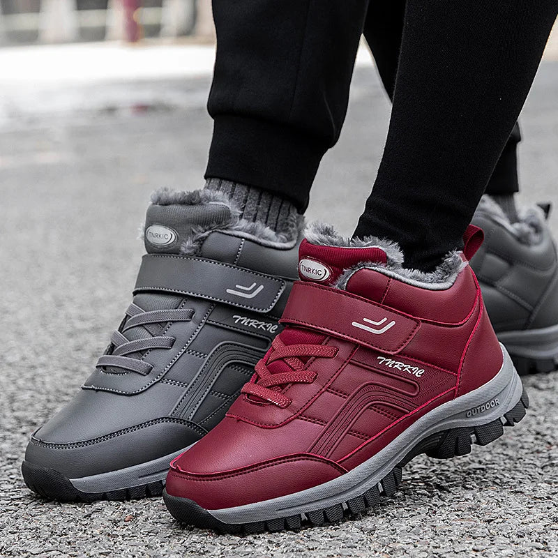Winter Men's Snow Boots Women Slip On Winter Shoes Waterproof Comfortable Ankle Boots Sneakers Plush Hiking Walking Couple Shoes