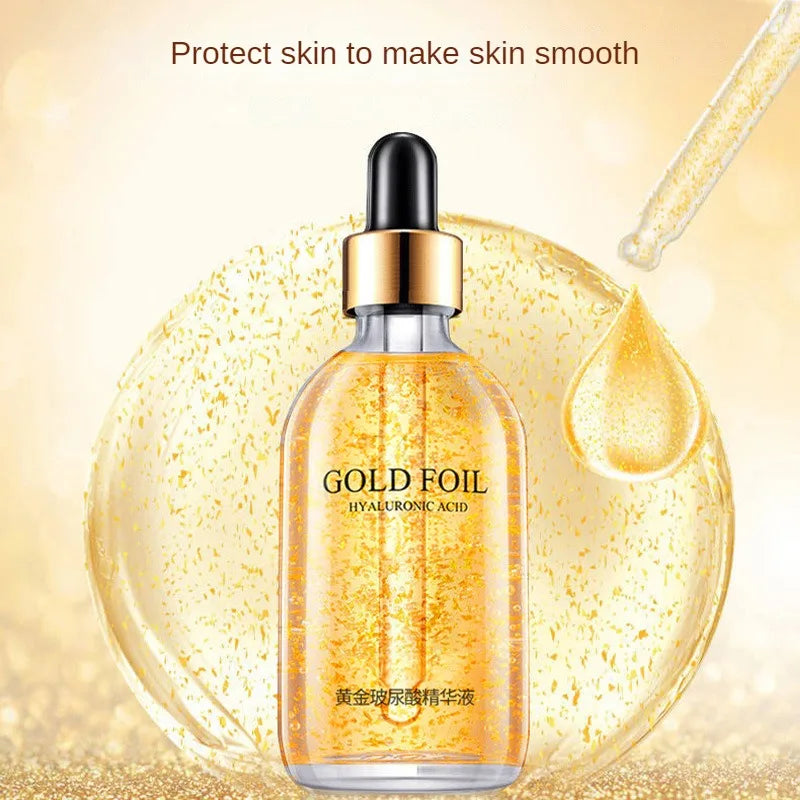 2 Pieces Ginseng Whitening Face Serum 100ml 24K Gold Anti Wrinkle Essence Hydrating Tightening Fade Fine Line Brighten Dull Skin