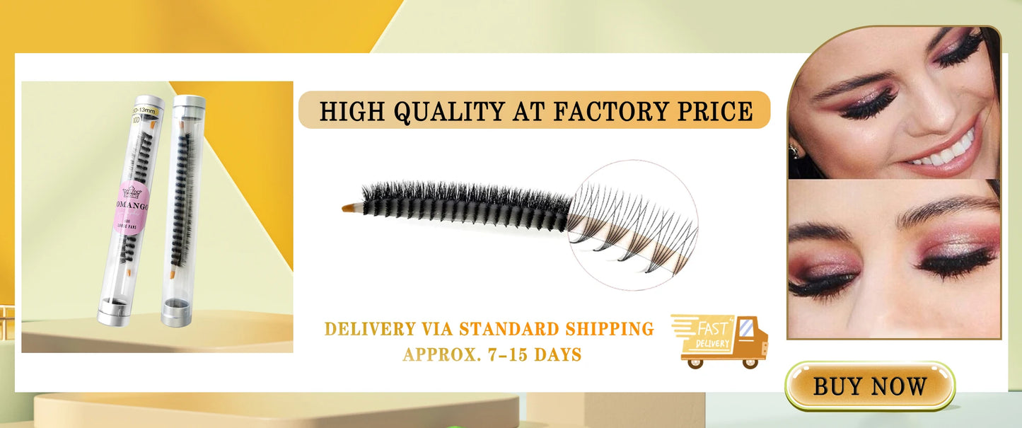 CoMango 7D Wispy Premade Fans Eyelash Extension C/D Curl Pointy Base Premade Hybrid Fan Lashes Faux Mink Wispy Fans Wholesales
