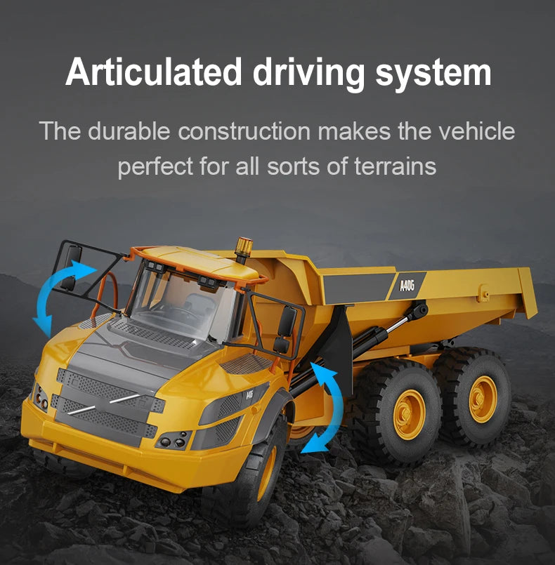 Double E E591 1/20 A40G RC Car Engineering Vehicle Kids Remote Controlled Articulated Dump Truck Toys for Boys Christmas Gifts