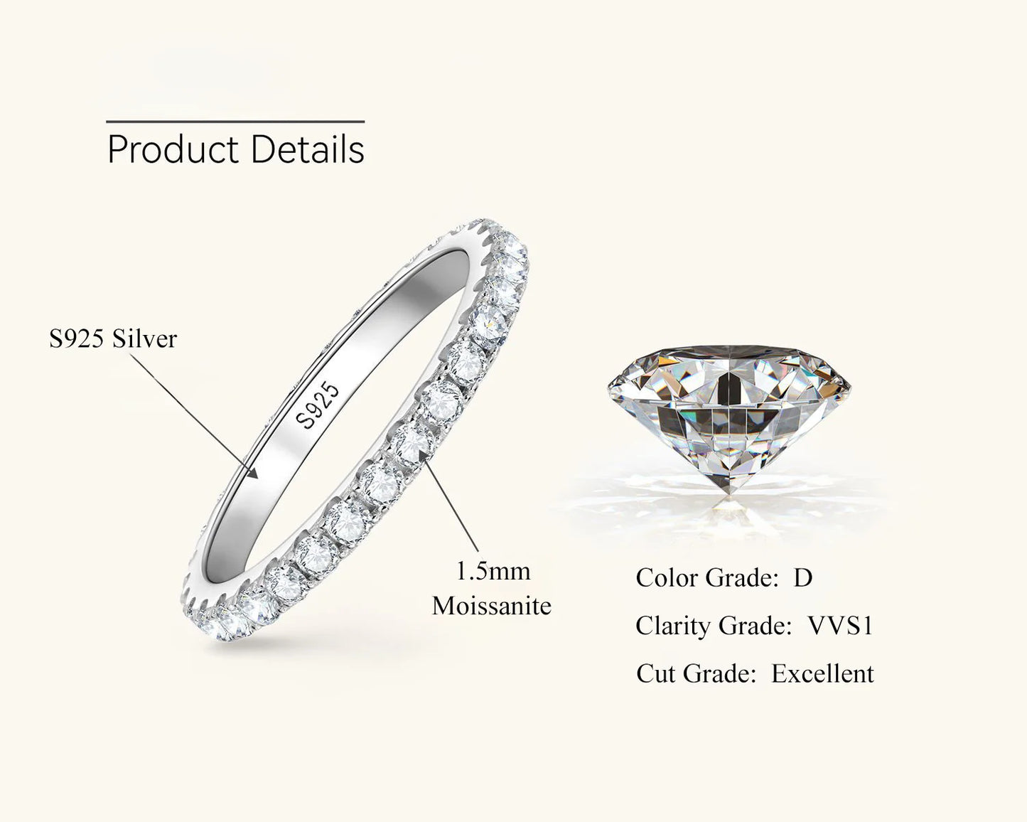 [Discount] With GRA Certificate Moissanite Ring D Color VVS1 For Man and Women Band Anniversary Wedding Engagement Celebration