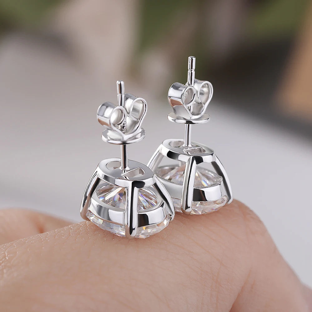 Certified 1-4CT Oval Moissanite Stud Earrings for Women 925 Sterling Silver Sparkling Gems Lab Diamond Ear Studs Wedding Jewelry