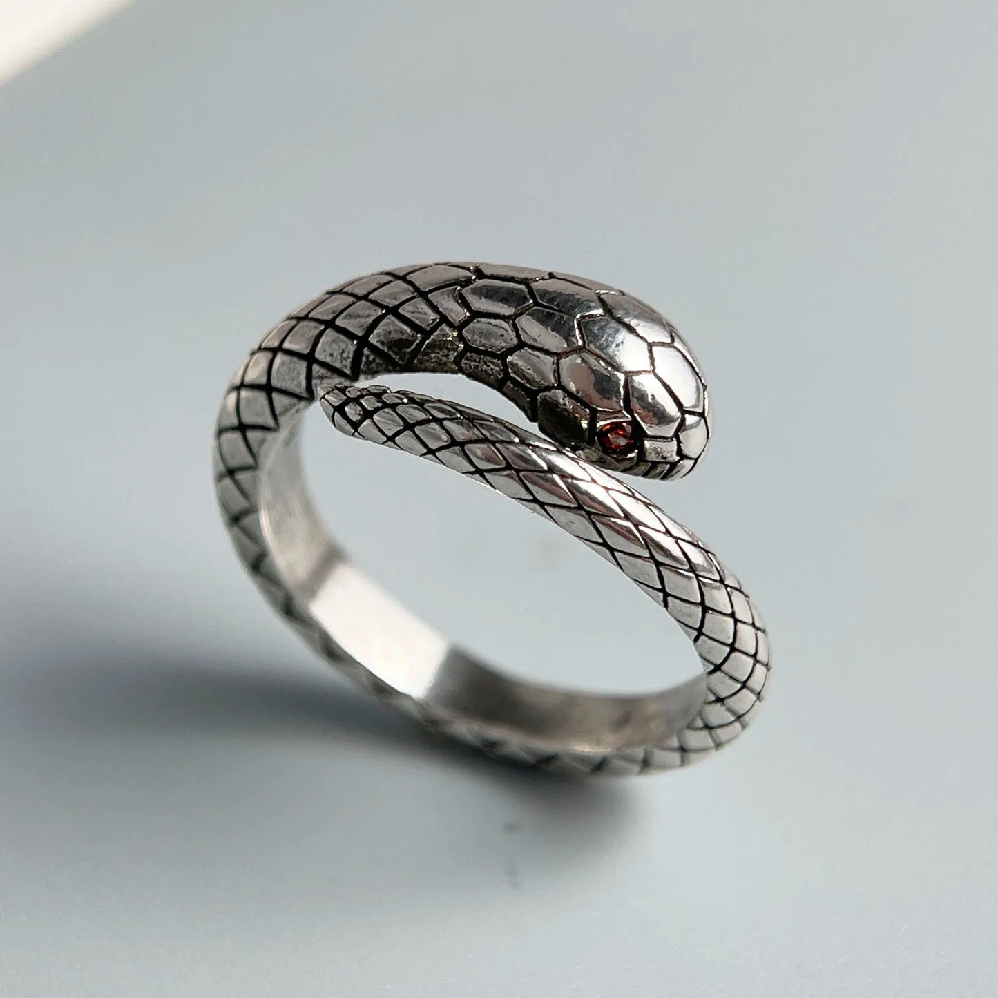 925 Sterling Silver Rings For Women Men Narrow Snake Retro Flower Zircon Open Ring For Birthday Party Gift