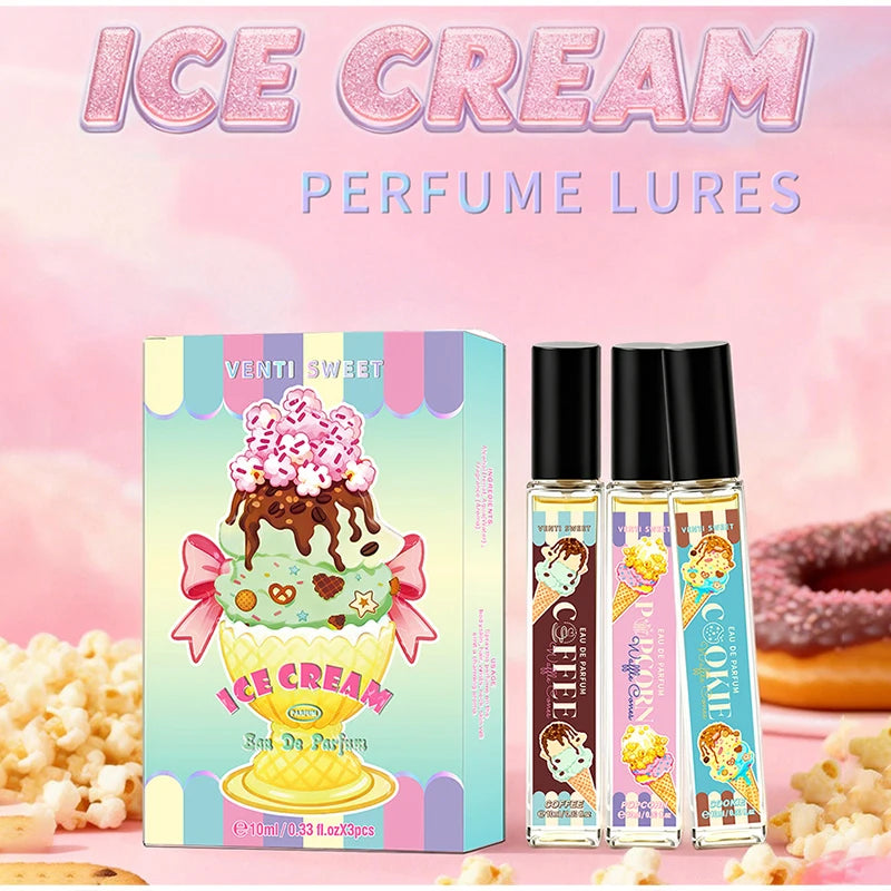 Ice Cream Perfume Gift Set Fresh Mango Coconut Scent Rich Chocolate Popcorn Eau De Toilette Lasting Sweet Women's Fragrance 10ml
