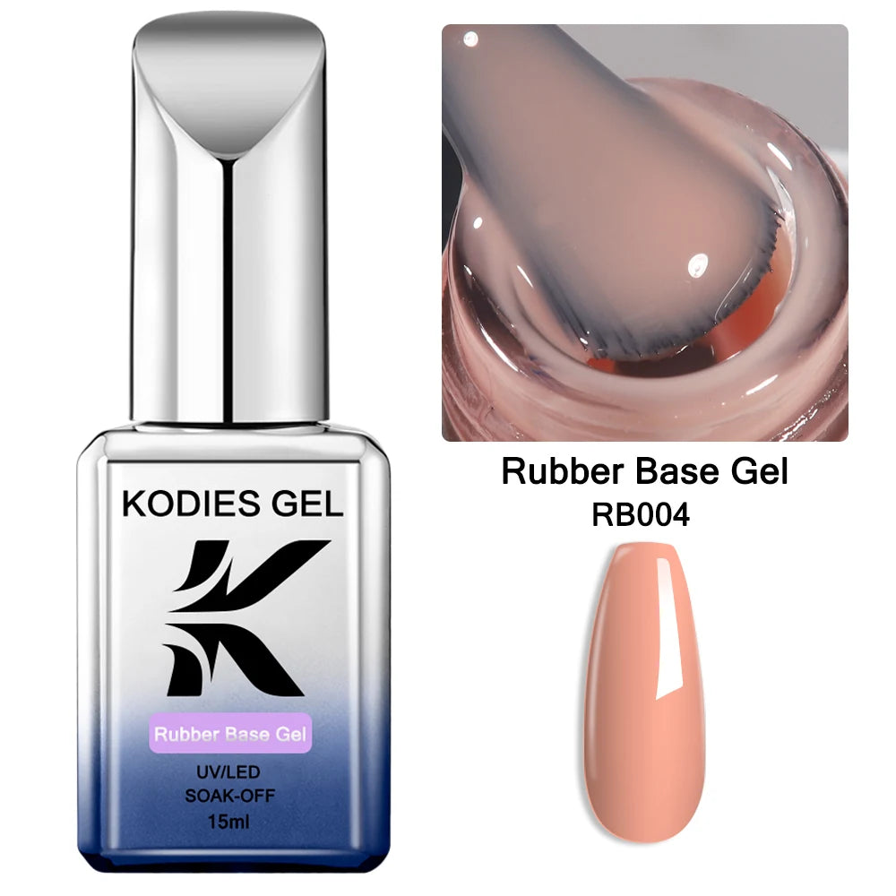 KODIES GEL Ridge Filler Rubber Base Coat Gel Nail Polish Semi Permanent UV/LED Self Leveling Nail Thickening Base Gel Varnish