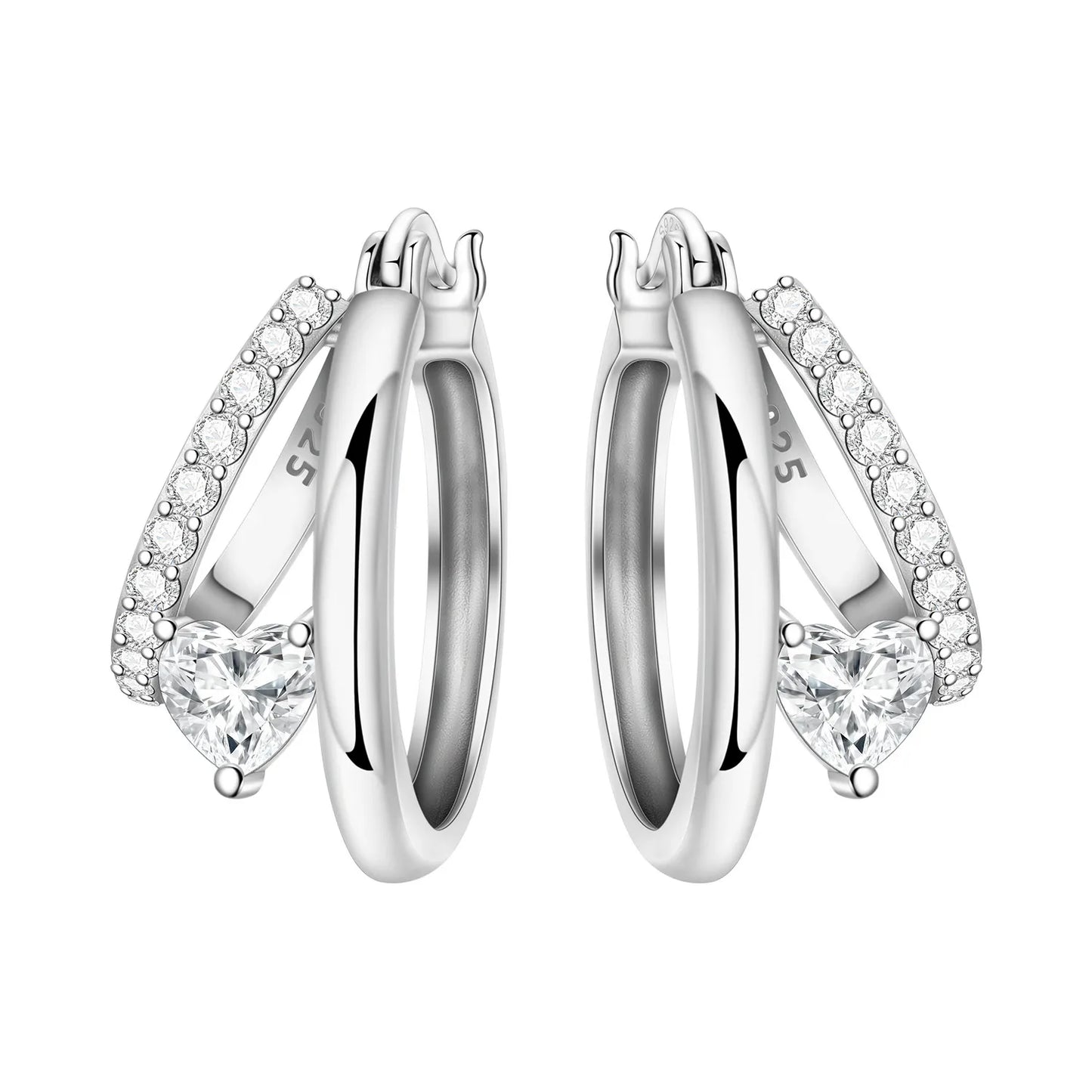 CYCUFF S925 Sterling Silver Zircon Simple Geometry Big Double Ring Earrings Birthday Party Gift Trend 2025 Jewelry Women Earring