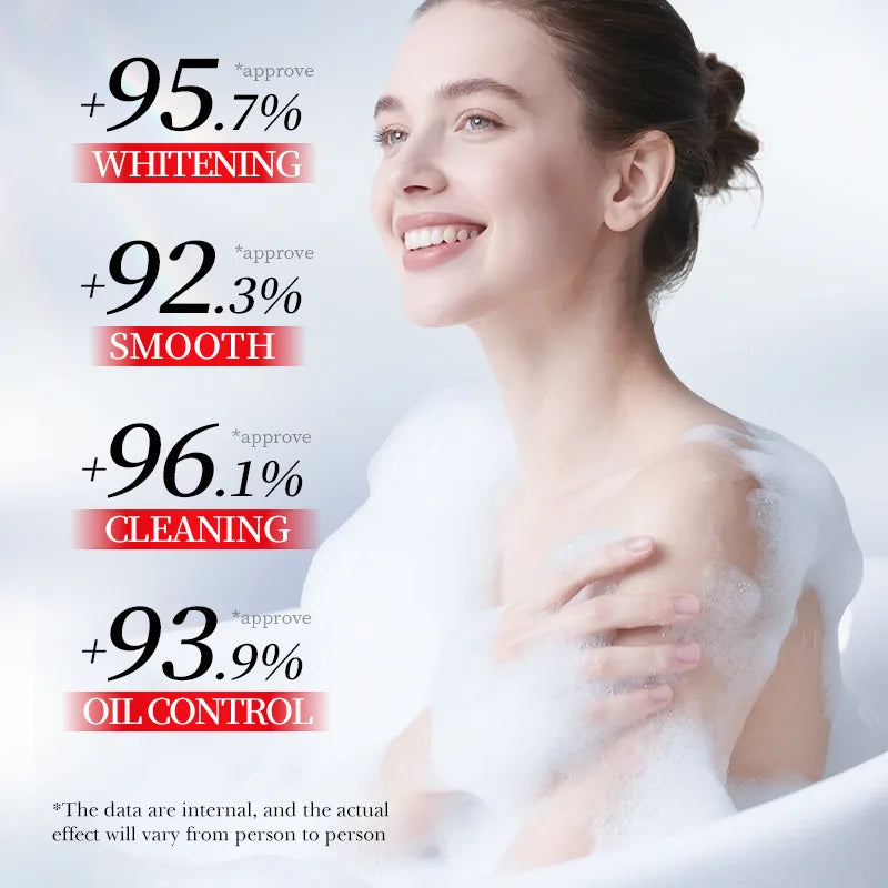 Kojic Acid Whitening Cleansing Soap, Facial And Body Soap Containing Niacinamide And Hyaluronic Acid, With A Foaming Net.