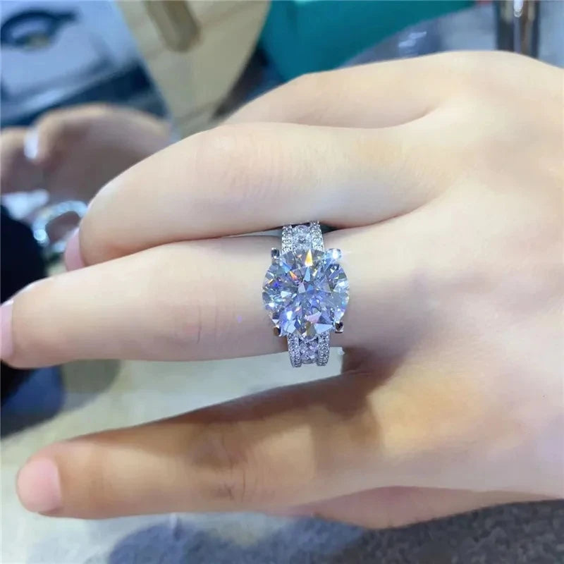 5.0 Carat Green Moissanite Rings Pass Diamond Test AU750 White Gold Ring with Certificate Black Card Sterling Silver Jewelry