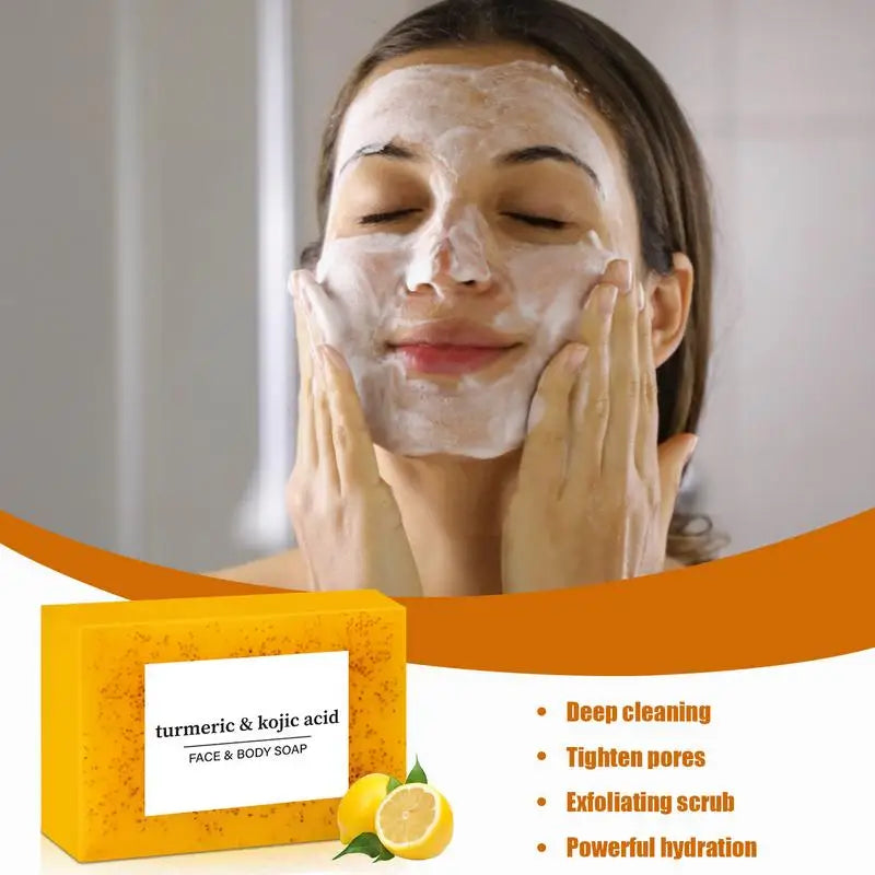body soap bar Brightening Lemon Turmeric Soap Body Cleaning Lightening Dark Underarm Leg Body Cleansers Brightening Face Soap