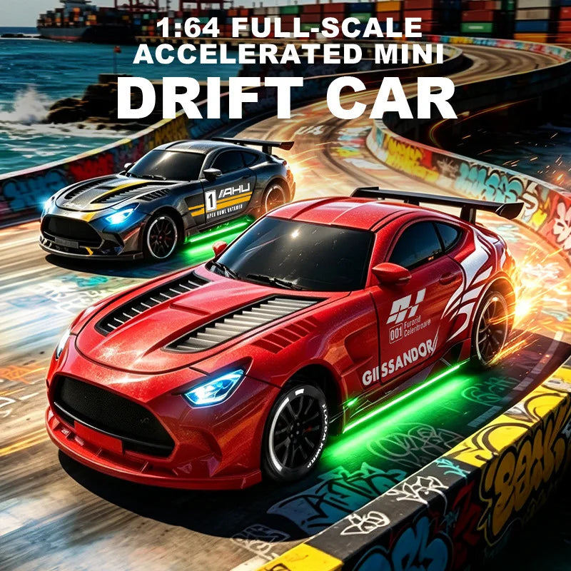 New 1/64 Mini Drift Car With Led Light Desktop Series Remote Control 4wd Racing Micro Card Van Gtr Boy Toy Gift
