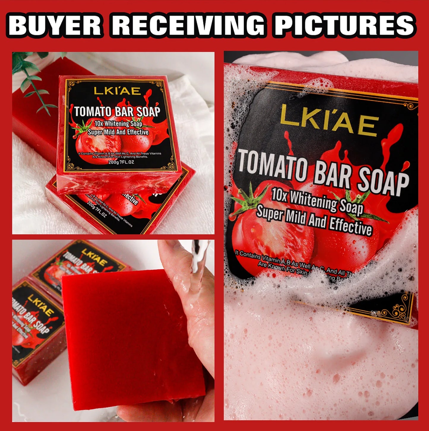 LKIAE Ultra Lightening Tomato Soap Bar, Anti Dark, Black Spots, Acne, Even Skin Tone, Vegan Bath Soap For All Skin Type, 200g