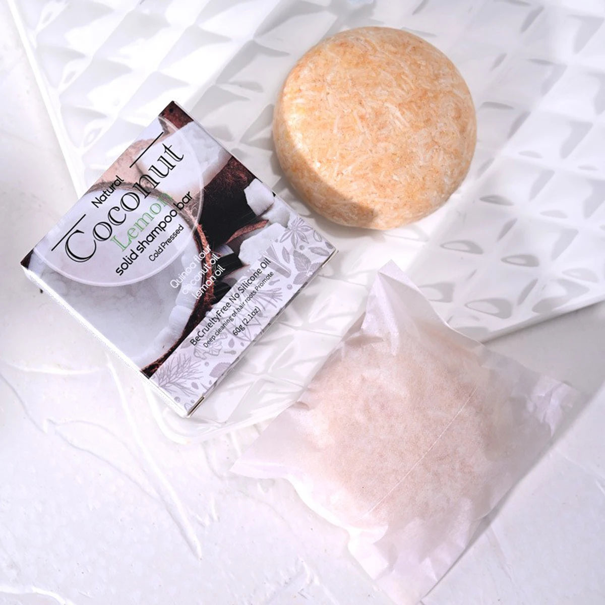 XF+60g Coconut Essential Oil Shampoo Soap Shea Butter Shampoo And Conditioner Men'S Solid Soap