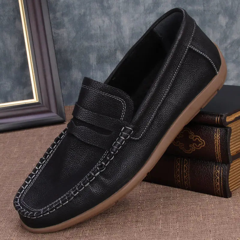 EAGSITY High quality Cow leather outdoor casual shoes slip on Men's loafer shoes slip on retro sneaker work shoes