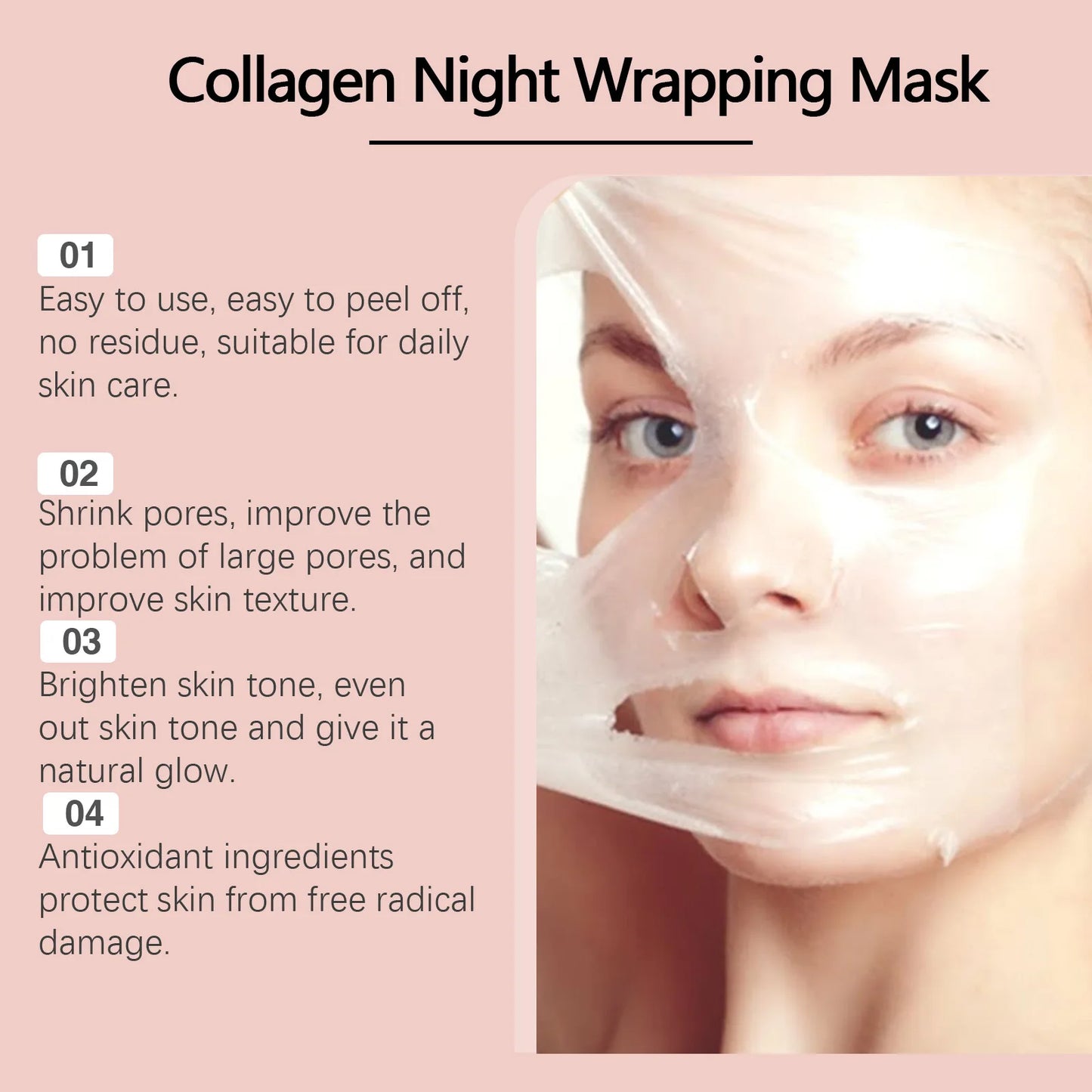 Hoygi Collagen Night Wrapping Mask Deep Nourishment Skin Firming Brightening Skin Tone Shrink Pores Mild Formula Sleeping Mask