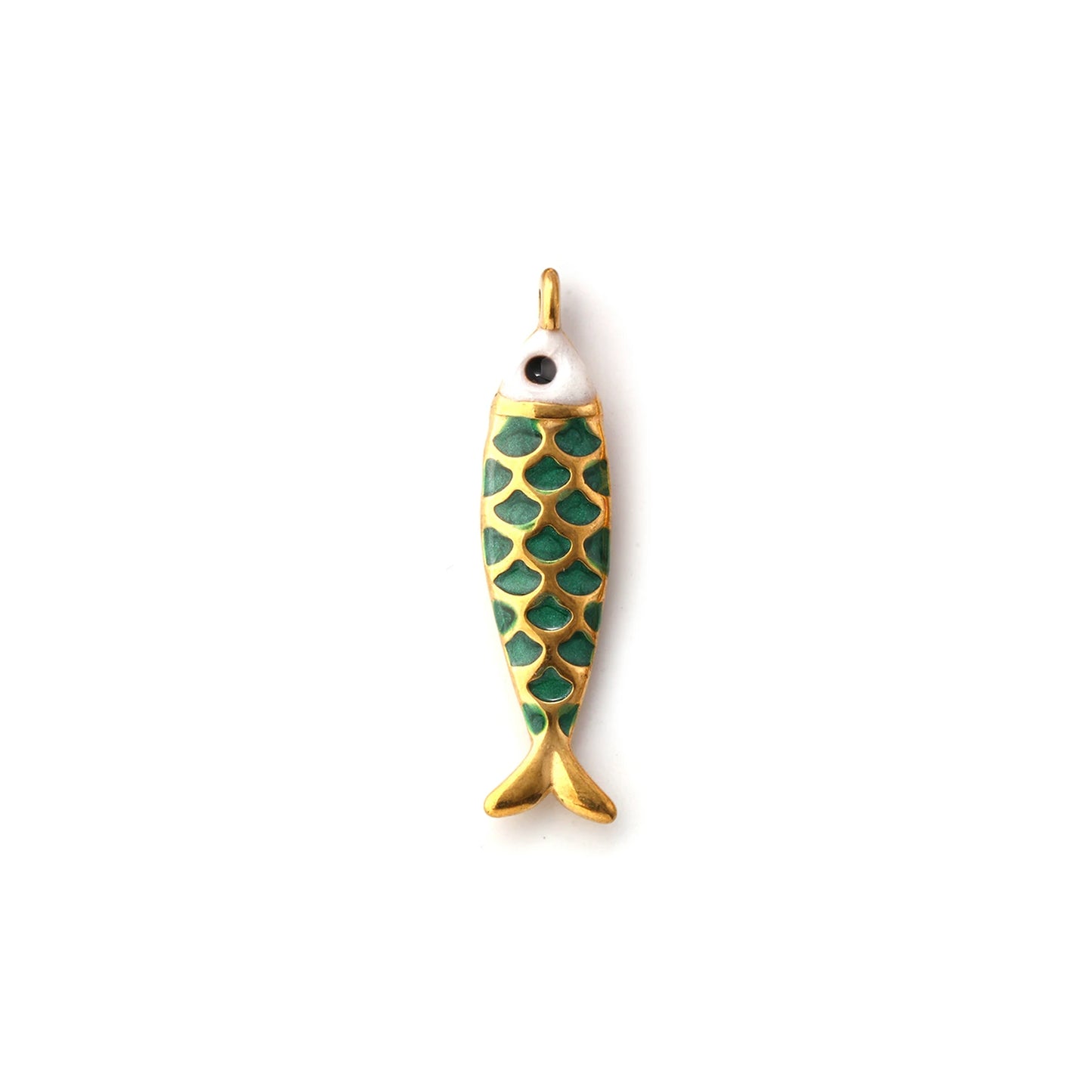 1pc Stainless Steel Charms Gold Color Ocean Fish Animal Pearlized Multicolor Enamel Pendant DIY Women Necklace Jewelry Findings