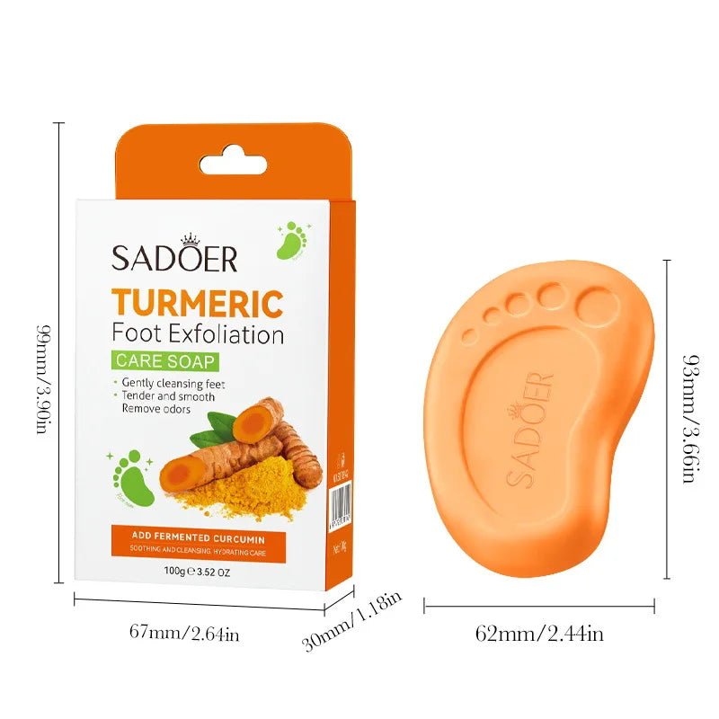 Turmeric Foot Soap, Deep Exfoliating Soap, Cleanses, Brightens, Smoothes, Moisturizes Skin, Gentle And Delicate, Fresh Scent
