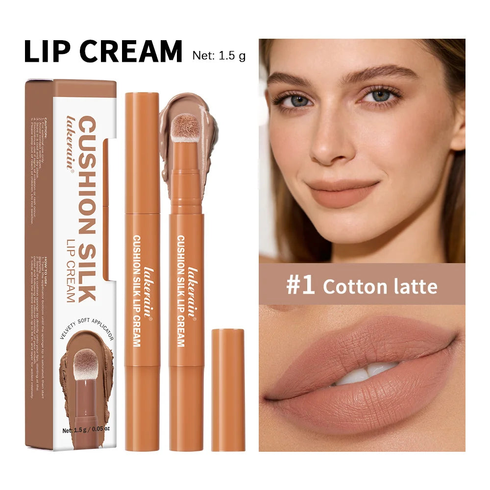 Cushion Silk Lip Cream Long Lasting Wear Waterproof Non Transfer Formula Matte Velvety Finish Lip Glaze Natural Cosmetics