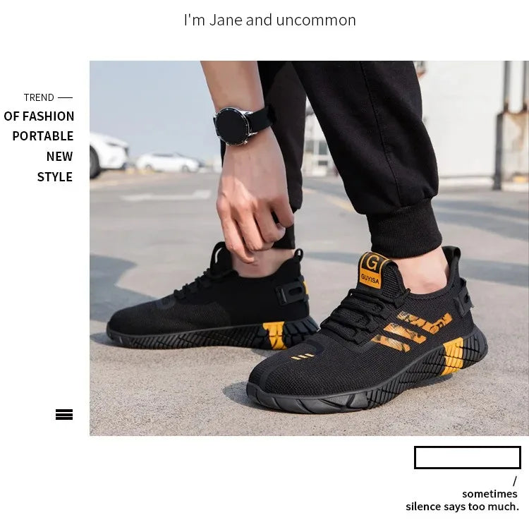 Work Sneakers Men Safety Shoes Construction Steel Toe Work Shoes Safety Boots Men Shoes Anti-Puncture Working Summer Kevlar