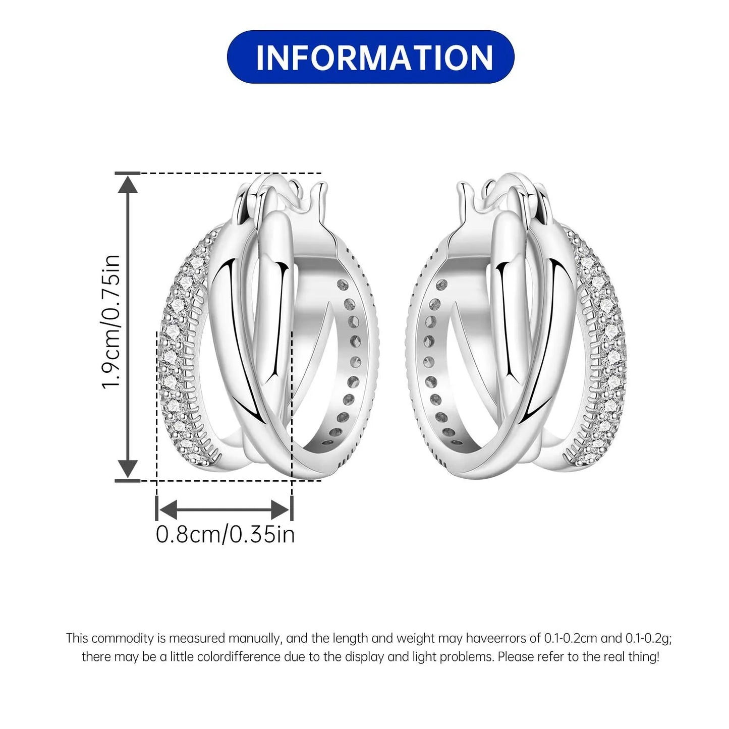 CYCUFF S925 Sterling Silver Zircon Simple Geometry Big Double Ring Earrings Birthday Party Gift Trend 2025 Jewelry Women Earring