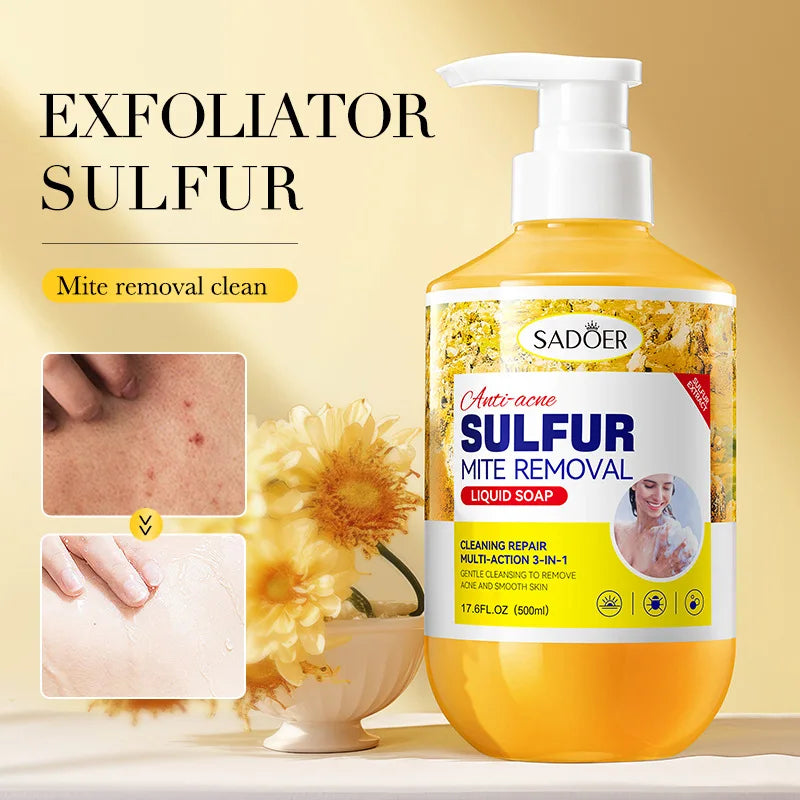 500ml Deep Cleansing Sulfur Mite Removal Body Wash Oil Control Shower Gel  Bath and Body Cleansers