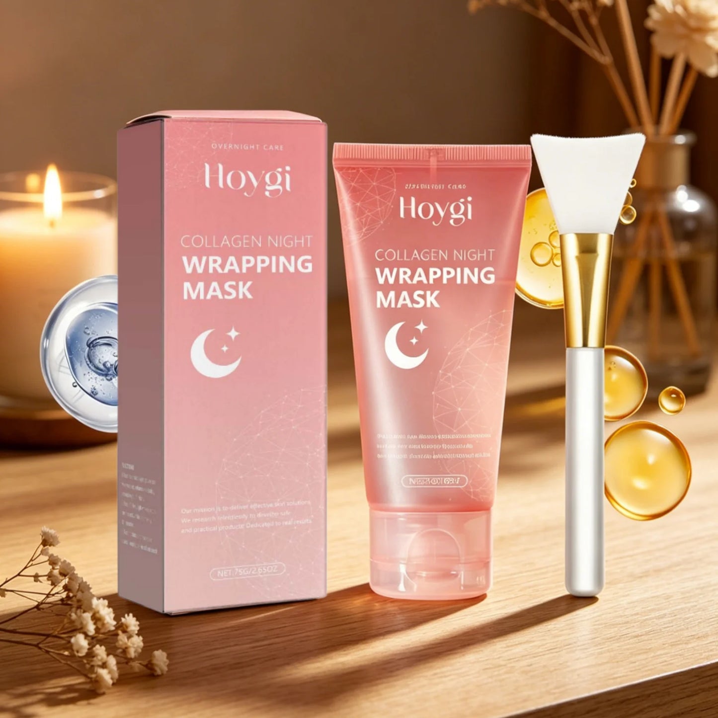 Hoygi Collagen Night Wrapping Mask Deep Nourishment Skin Firming Brightening Skin Tone Shrink Pores Mild Formula Sleeping Mask