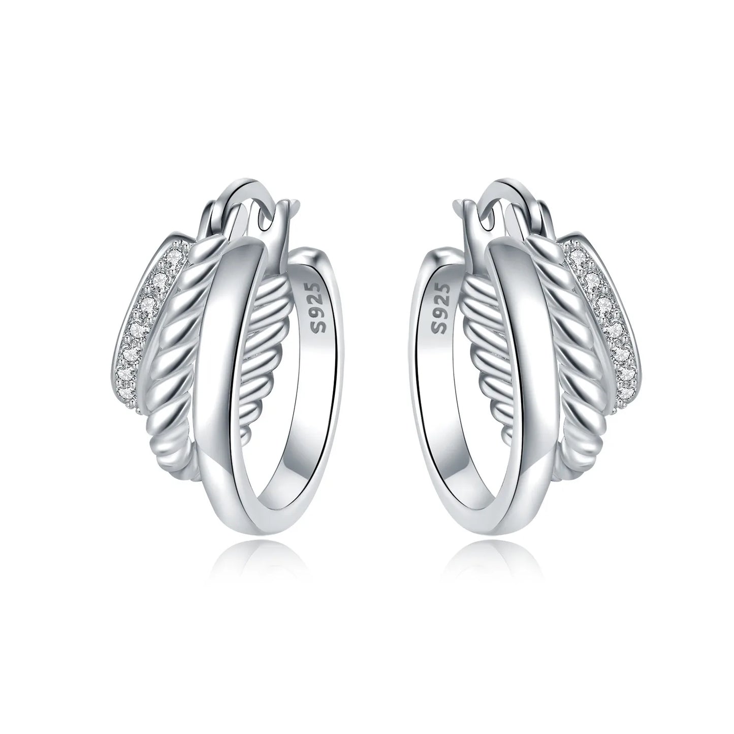 CYCUFF S925 Sterling Silver Zircon Simple Geometry Big Double Ring Earrings Birthday Party Gift Trend 2025 Jewelry Women Earring