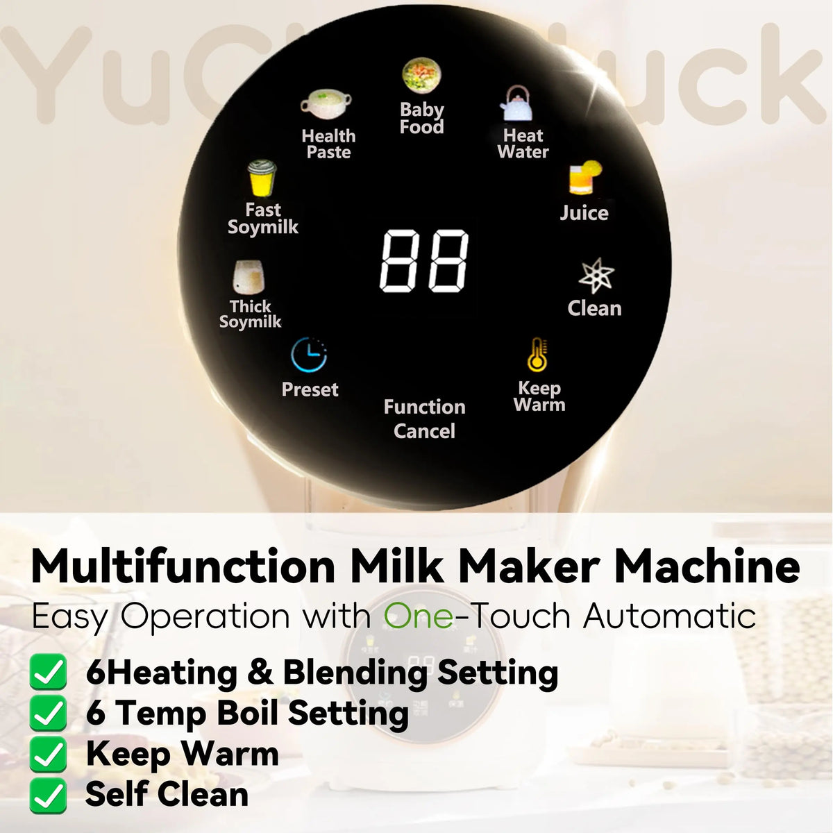 Multifunctional Soy Milk machine Nut Milk Preparer Glass Container Keeping Warm Quiet 16 Blades Non-Stick Self-cleaning Timer