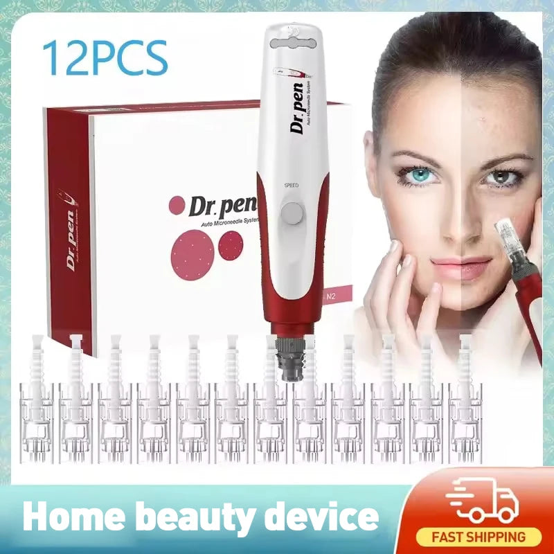 Dr.pen Ultima N2 with 12pcs Cartridge Nano Skin Care Kit 0.25mm Needle Derma Pen Micro Skin Rejuvenation Machine