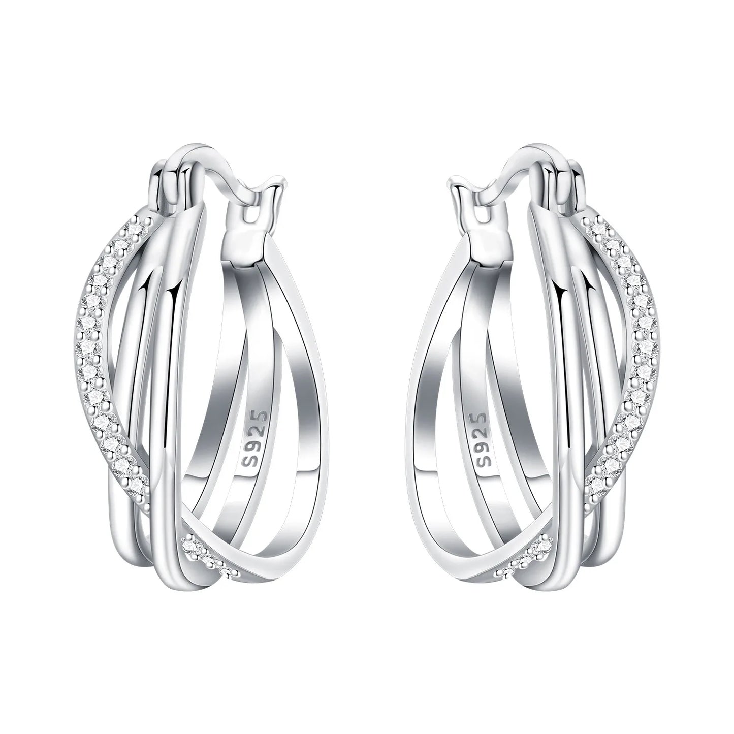 CYCUFF S925 Sterling Silver Zircon Simple Geometry Big Double Ring Earrings Birthday Party Gift Trend 2025 Jewelry Women Earring