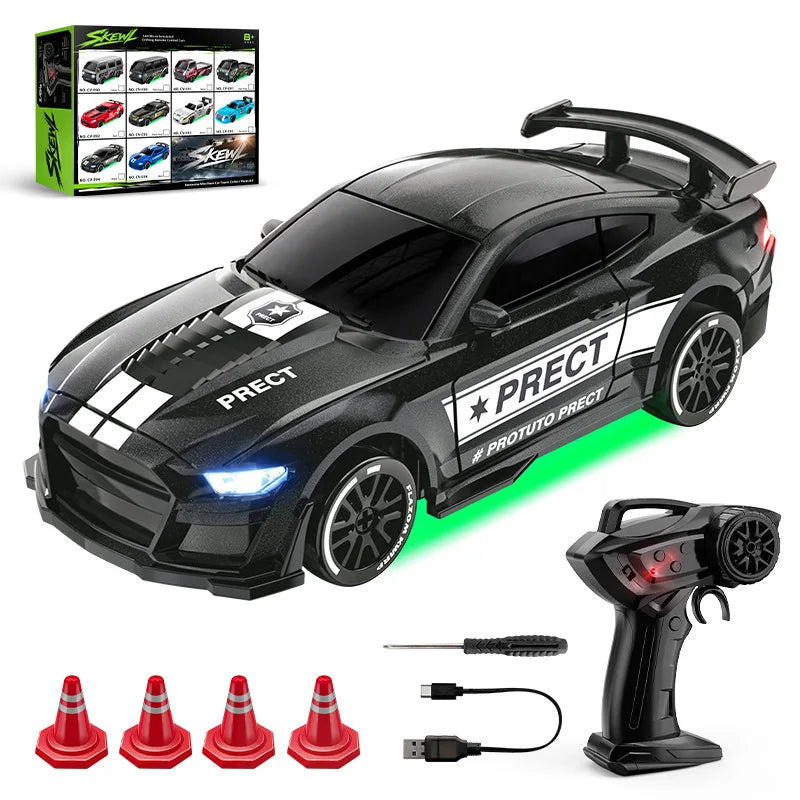 New 1/64 Mini Drift Car With Led Light Desktop Series Remote Control 4wd Racing Micro Card Van Gtr Boy Toy Gift