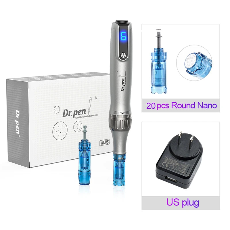 Authentic Dr pen Ultima M8S With 22 pcs Needle Pin Microneedling Pen Wireless Derma Pen Beauty Machine needle length 0.25 mm