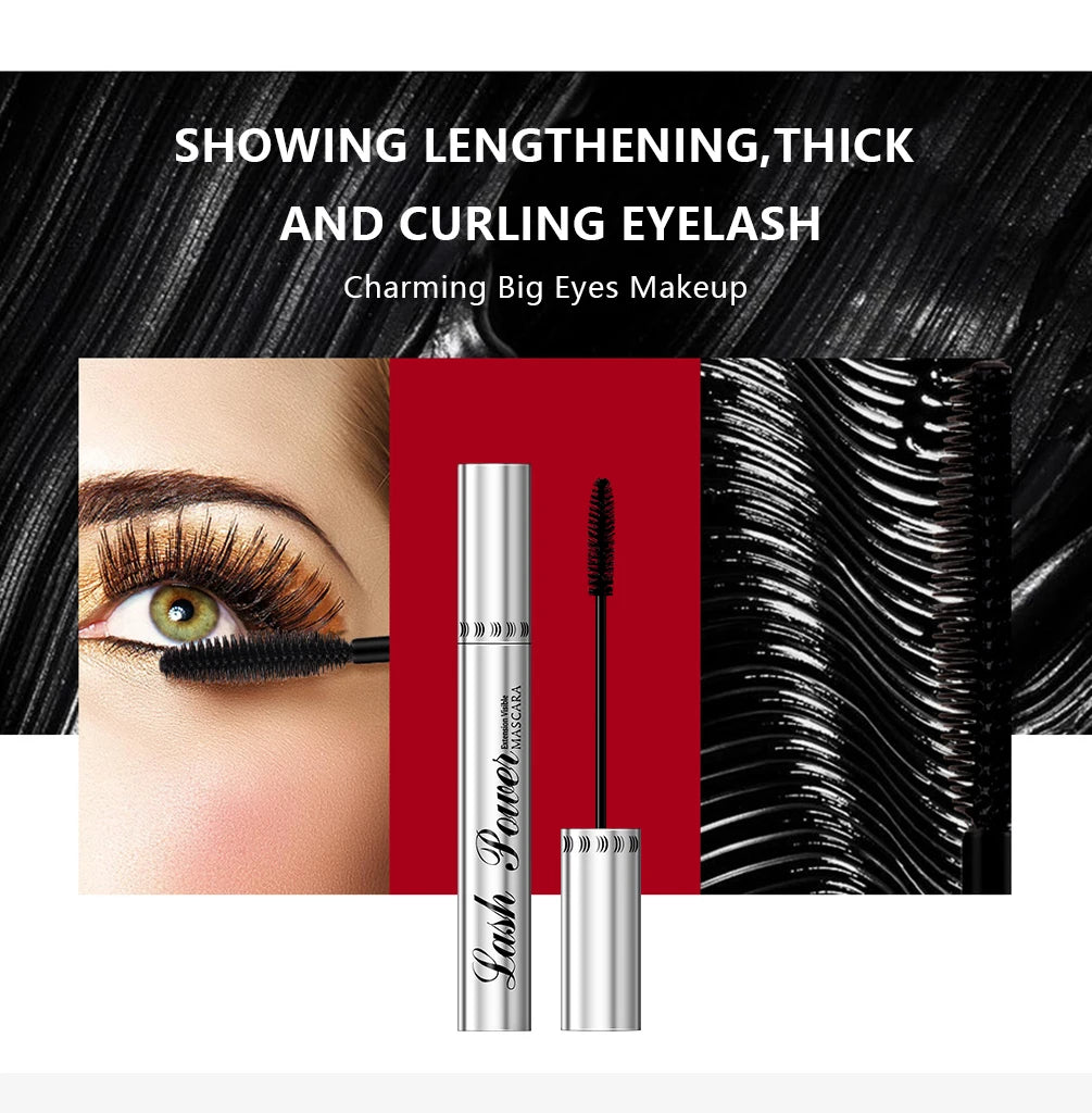 QIBEST 2 Pack Silk Fiber Eyelash Black Mascara Waterproof Lasting Eyelash Extension Thick Lift Lengthening Eyelash  Mascara