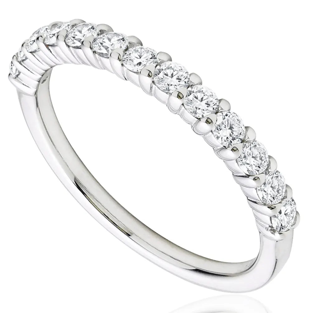 DEZO Half Moissanite Wedding Band 2mm Round Cut VVS D Color Eternity Rings for Women Engagement 925 Sterling Silver Jewelry
